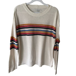 American Eagle Outfitters Cream Knit Striped Sweater Size XS Retro Casual